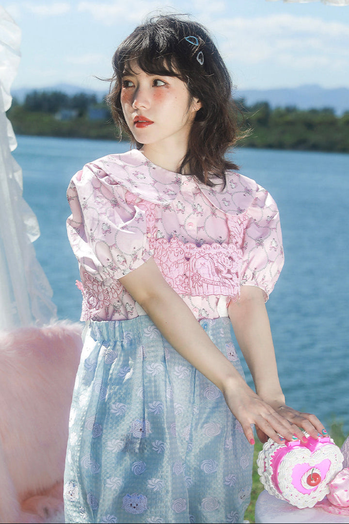 バブルスリーブアイランドスウィートシャツ