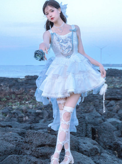 Suspender + Style Blue Sheer Dress Ballet Skirt Fishbone