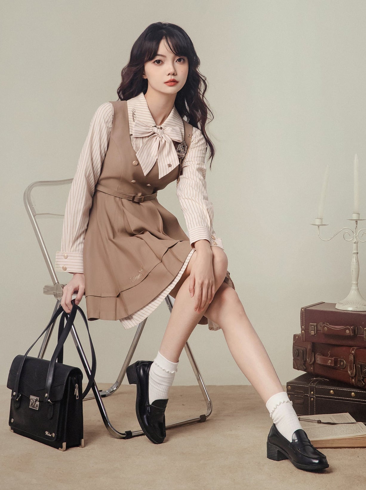 ストライプベスト マジックドレス ナイト刺繍スーツ シャツドレス バッジ