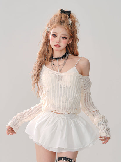 Top Off-the-shoulder Pure Sheer