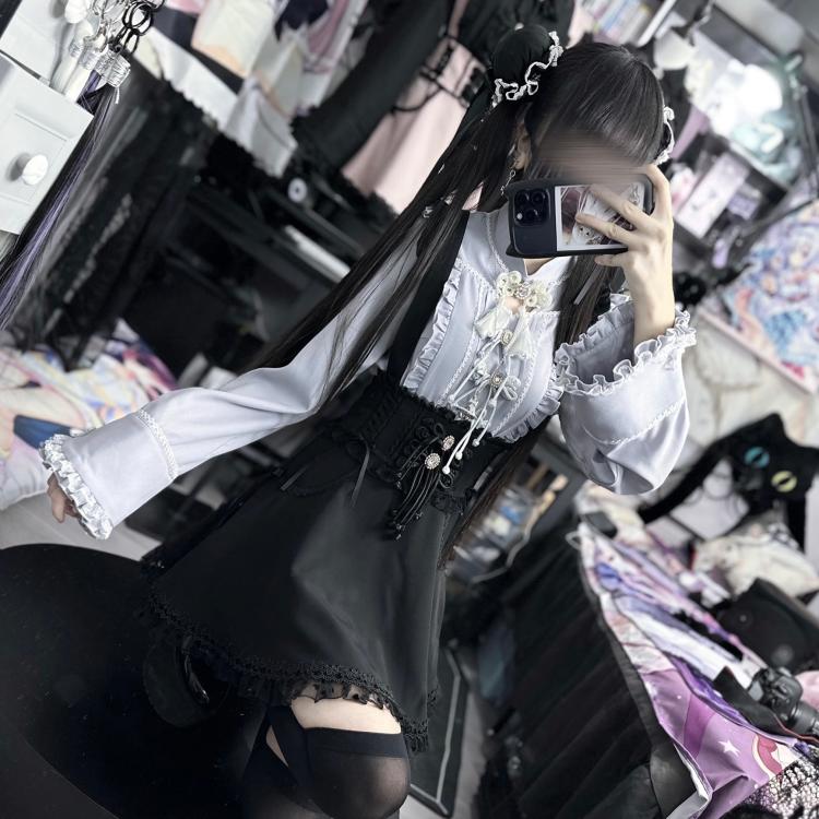 Rock Hosenträger Hohe Taille Schnürung Rüschen