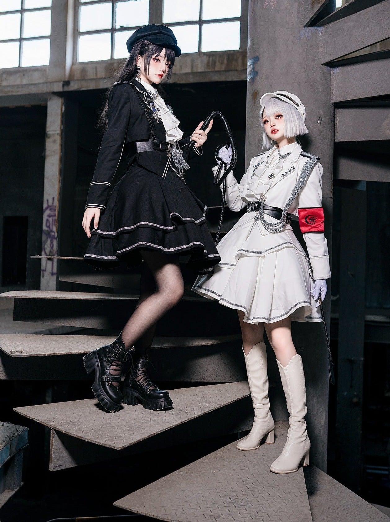 Armeerock Dunkel Asymmetrisch Militär + Uniform + Hemd Mantel