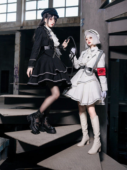 Armeerock Dunkel Asymmetrisch Militär + Uniform + Hemd Mantel