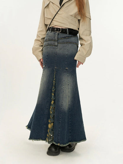 Denim Mermaid Retro Skirt