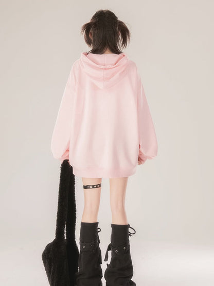 Pull Loose Pink Over Sweatshirt
