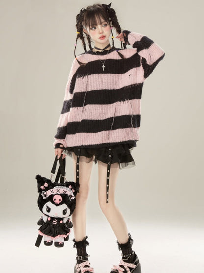 Rock Damage Knit Striped