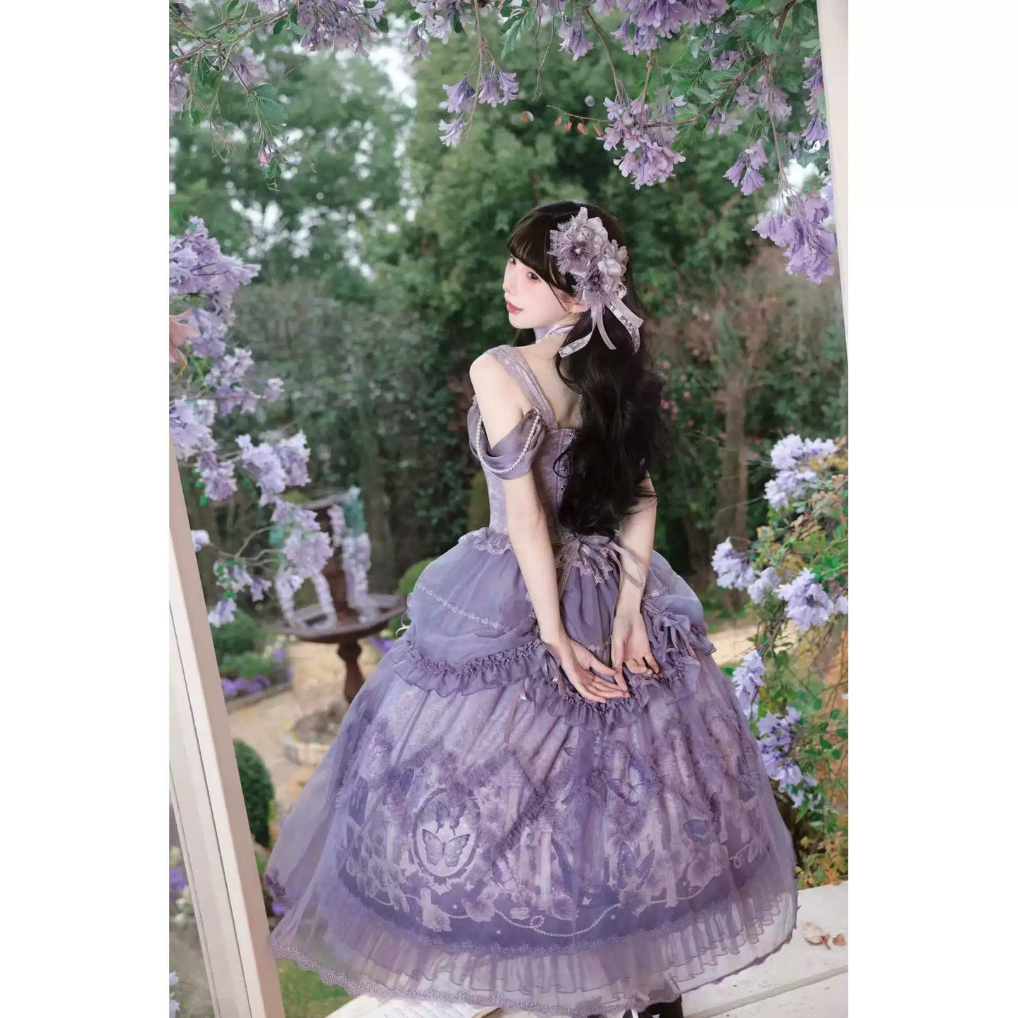 Mirror Butterfly Elegant Purple Lolita JSK / Accessories