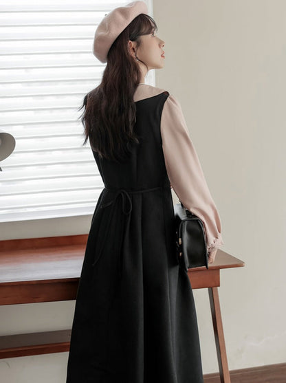 ピースフェイクミドルプレッピースタイルツーフレンチドレス