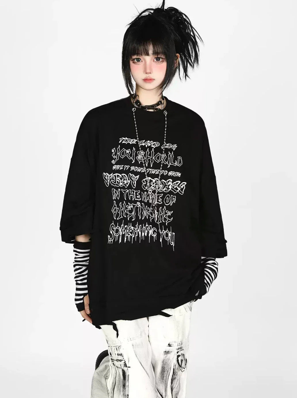 Retro T-Shirt Street American Letter Print