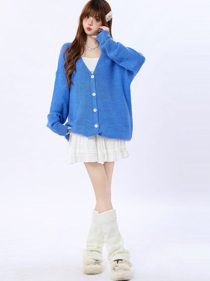 American Cardigan Sweater Blue Klein Knit