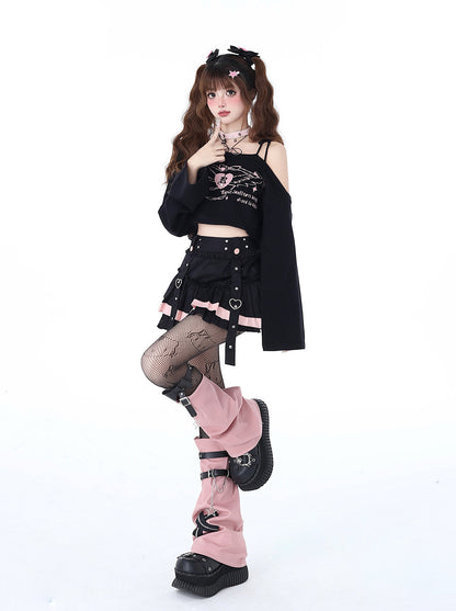 Kurzes, schulterfreies Top aus Strick mit Trägern