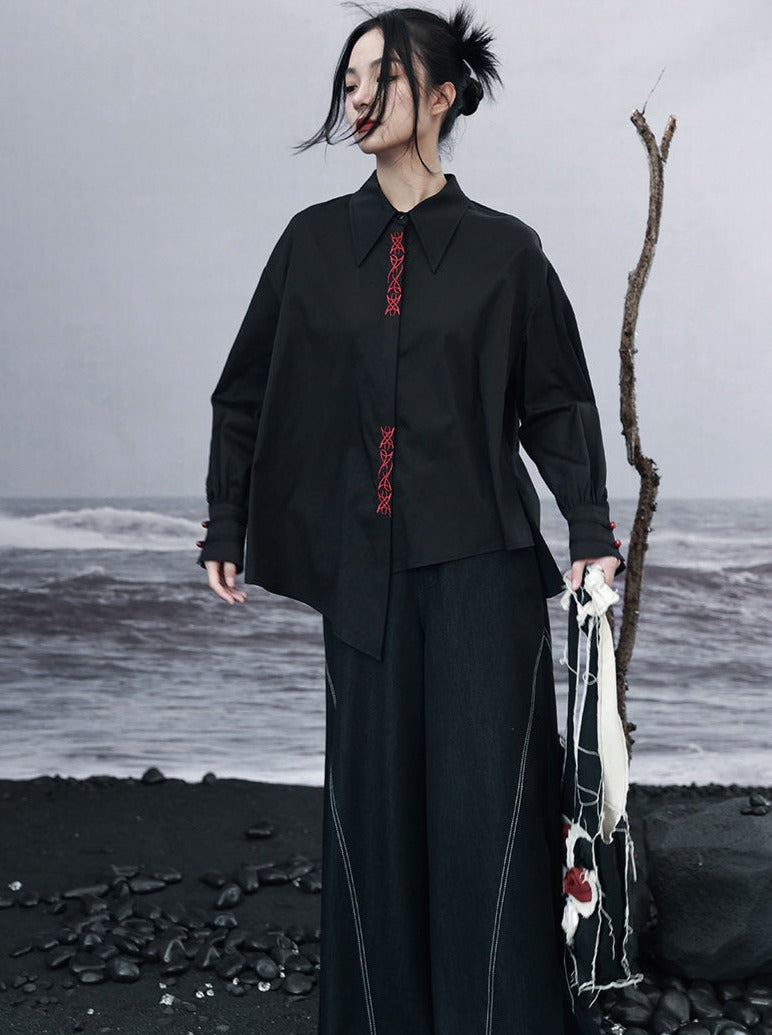 Asymmetric Shirt Loose Mode Slim