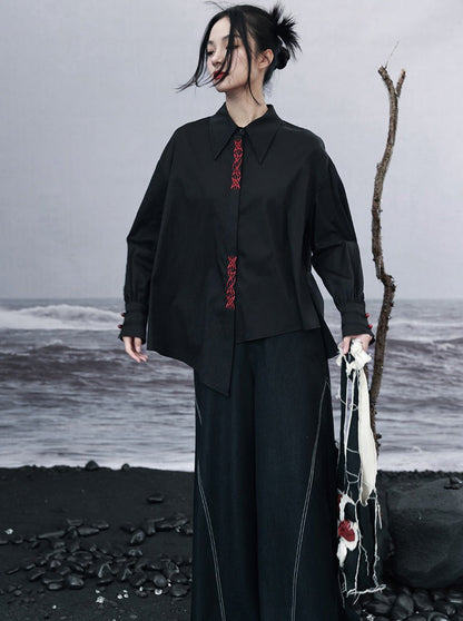 Asymmetric Shirt Loose Mode Slim