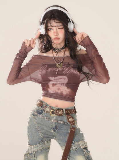 Mode Tops Y2K Off-shoulder