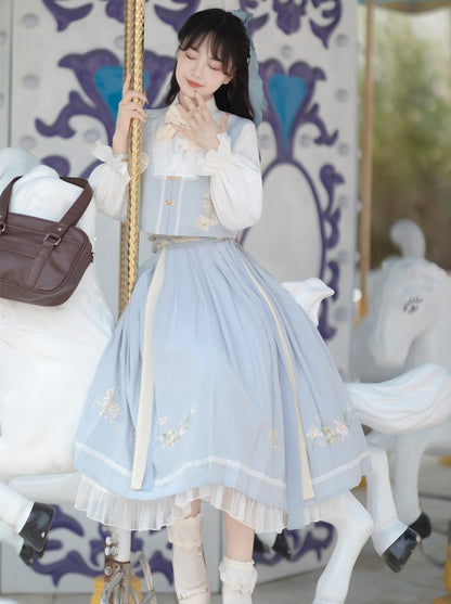 Pleated China + Blouse Idol Vest Skirt