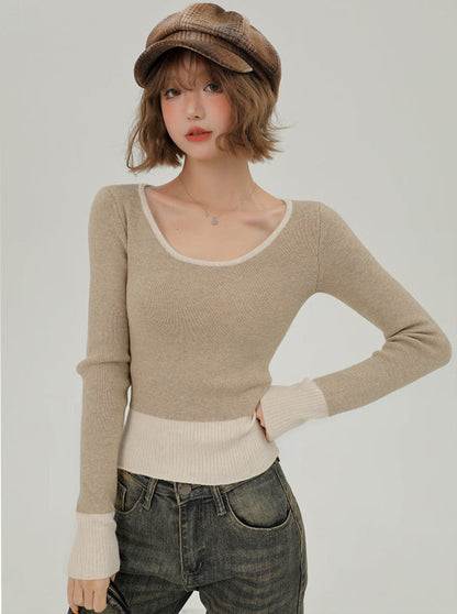 Slim Contrast Color Knit