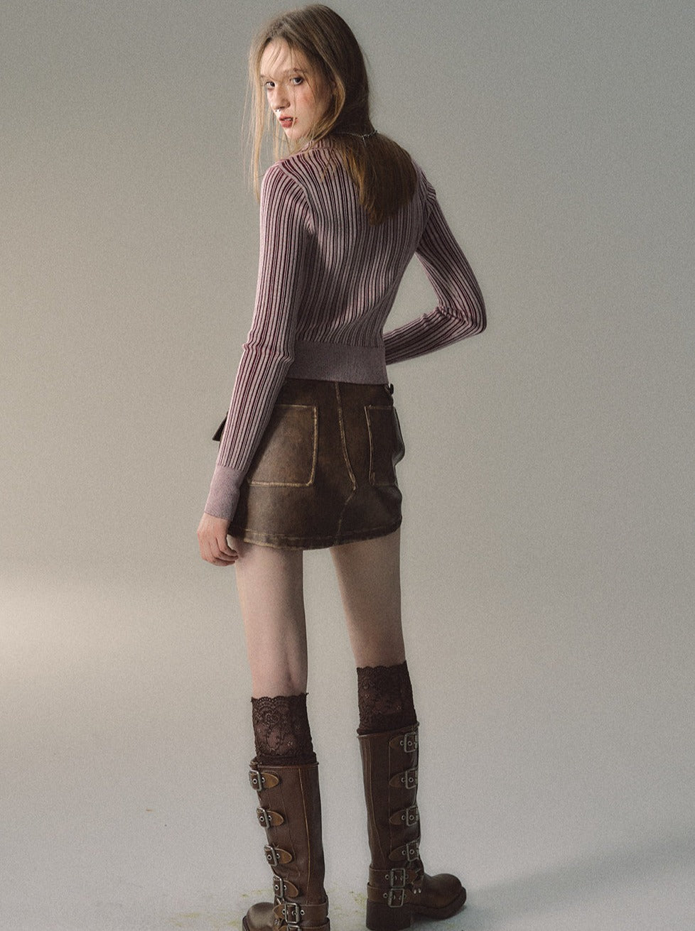 Fit Slim Mode Gestreiftes kurzes Top