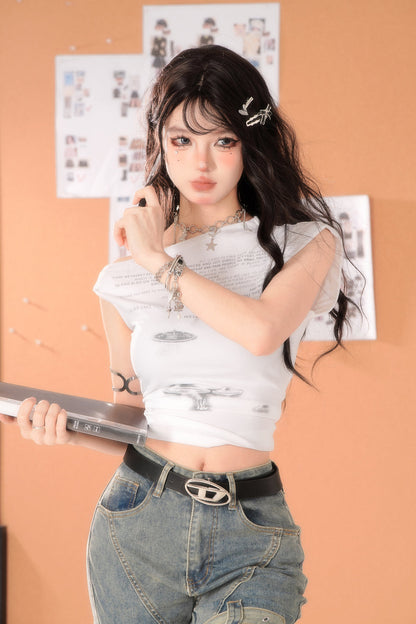 ショートトップス アメリカン ノースリーブ