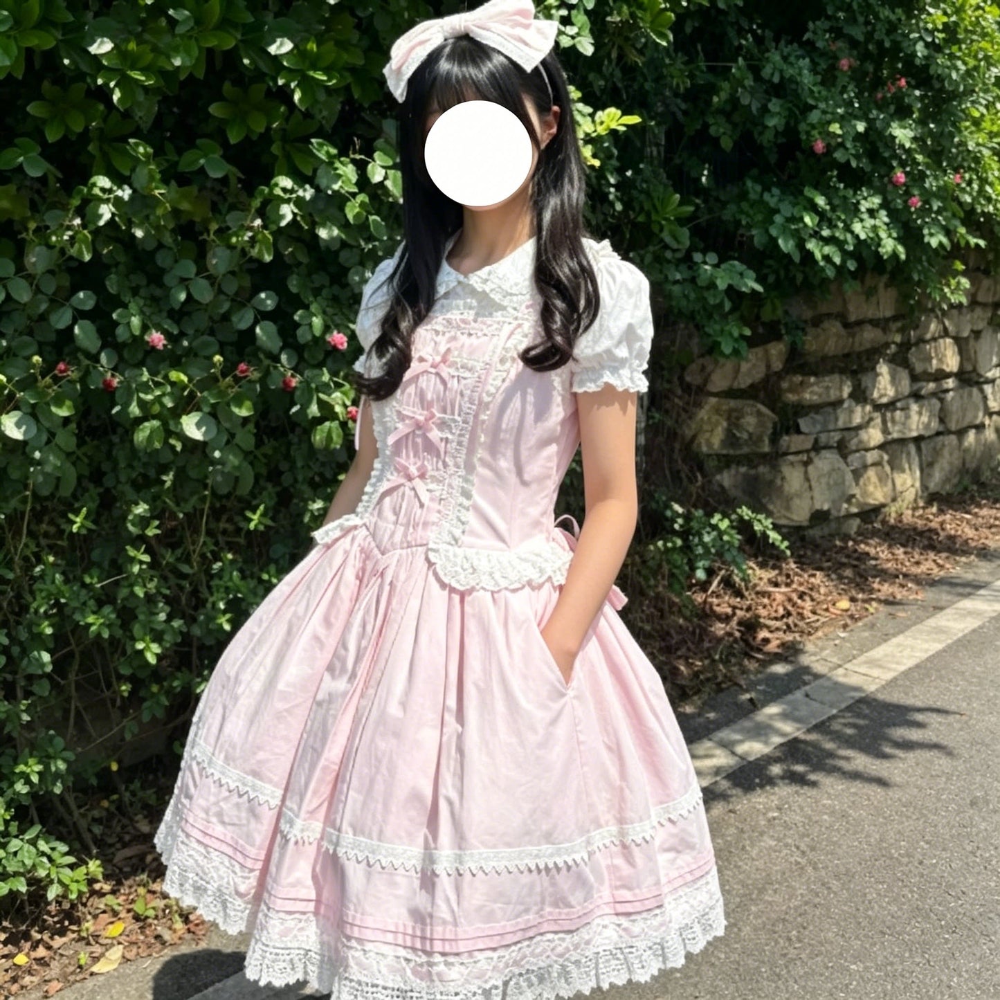 Sweet Pink Lace Lolita Cake Skirt Princess Dress