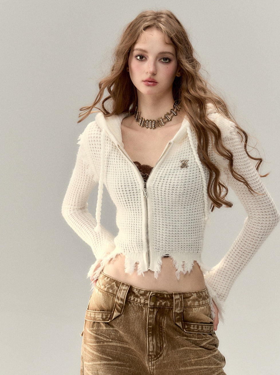 Kapuzenpullover mit Reißverschluss und Logo „One Point“