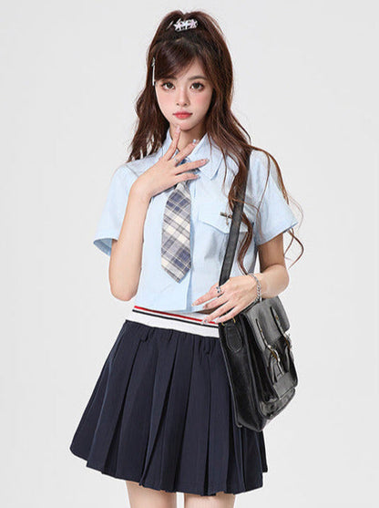 シャツ アメリカンスタイル カレッジセット + ネクタイ ショートパンツ