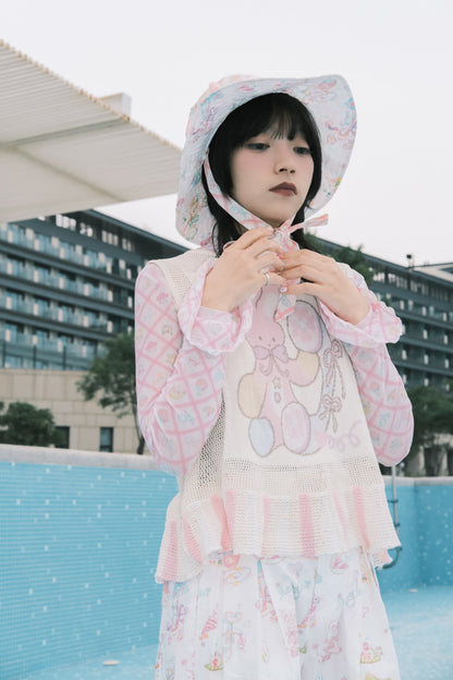 サブカルチャー動物帽子メッシュベスト+