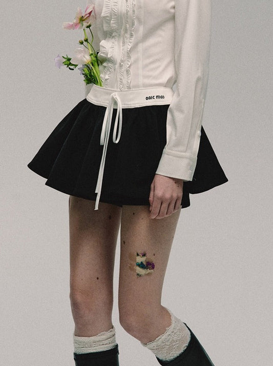 Schwarzer All-Taillen-Hosenrock-Match-Low-Twill