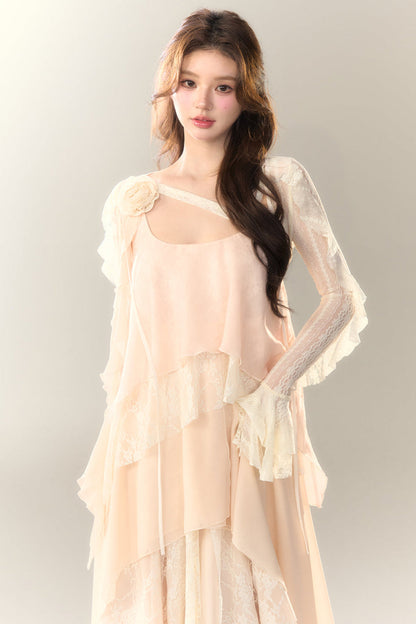 ロゼル イレギュラー ドレス ロング マルチレイヤー ヘビースカート