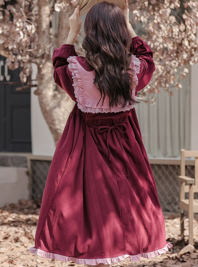 Rüschen Erdbeere Retro Kleid Kragen