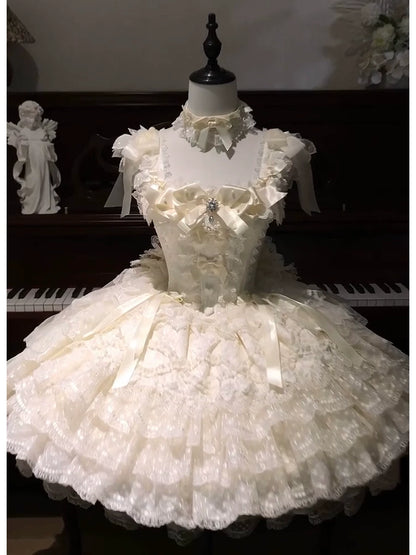 Camellia Dream Lolita Evening Cake Puff Dress