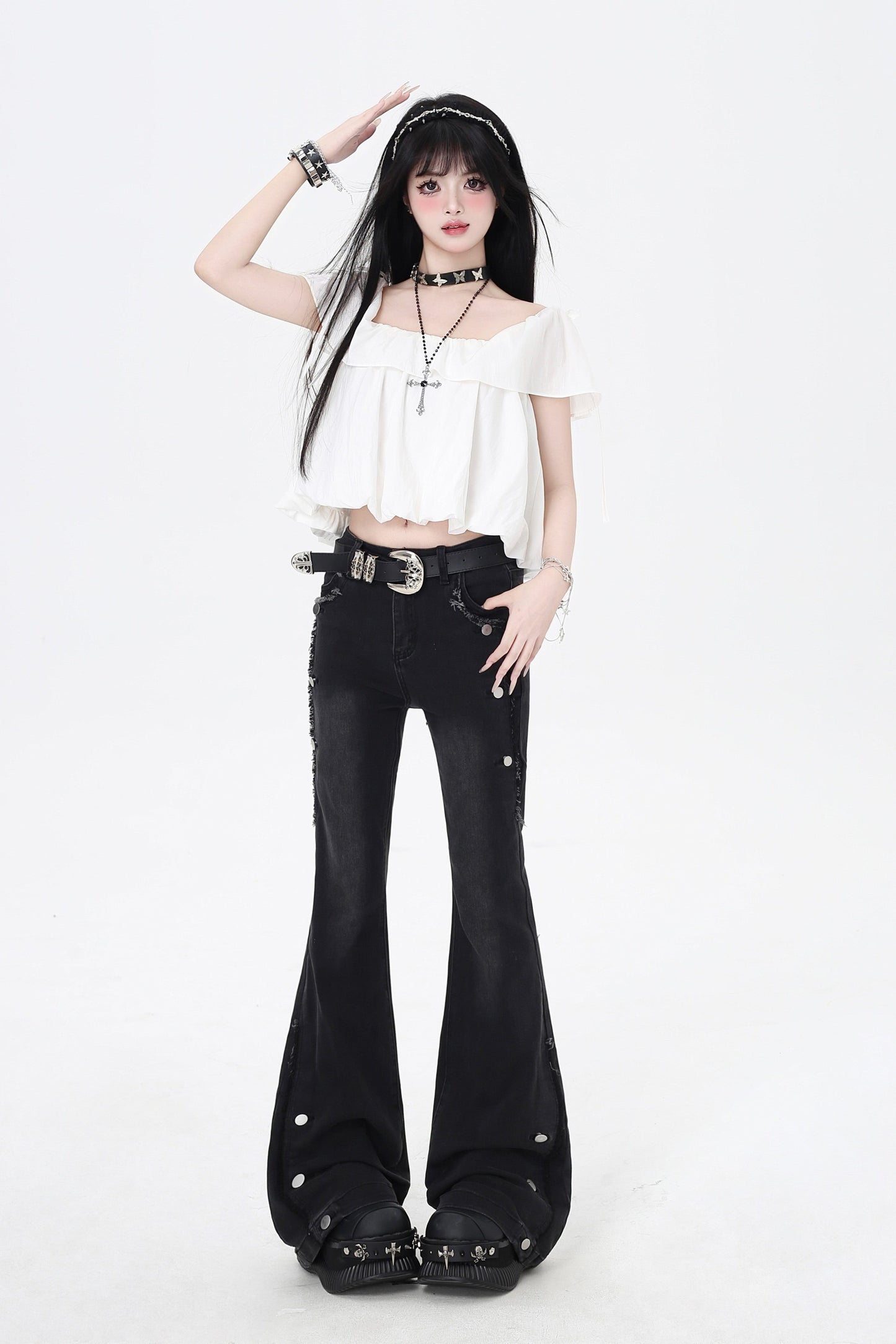 Drawstring One-Shoulder Skirt Top 3-Style