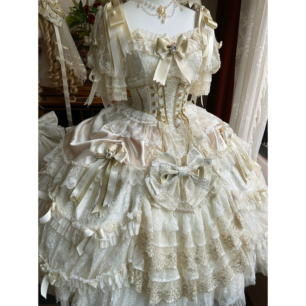 Front detail of the Gilded Dream Lolita dress