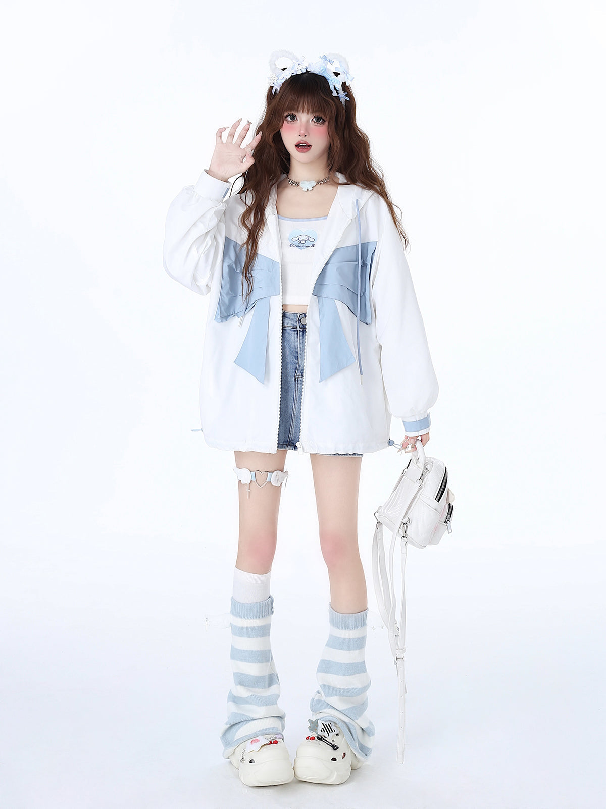 Neighborhood Angel Hoodie Ribbon Loose the Zip Mist in