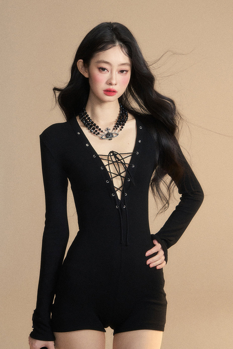 Sleek V-neck jumpsuit