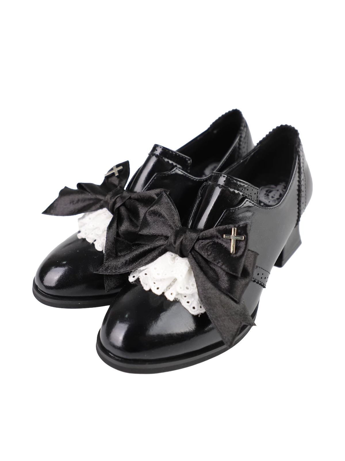 Black Waltz Gothic Lolita Velvet Mid-Heel Shoes