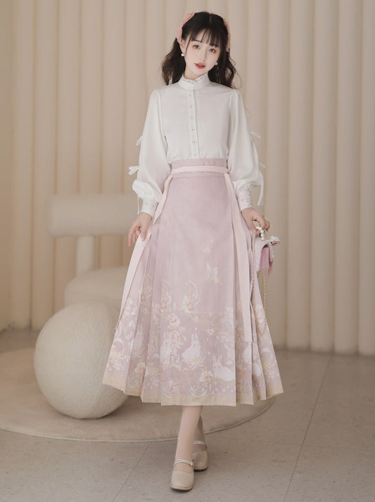 Bluse Sweet Neck Ruffle + Rabbit China Rock