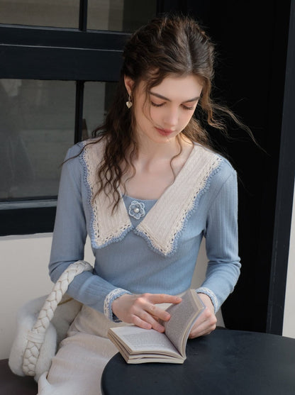 Clear Sky French Retro Blue Top