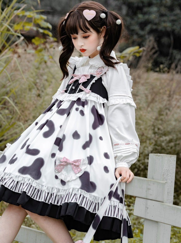 Hosenträger Kuh Bluse Rock Pelz + Mantel