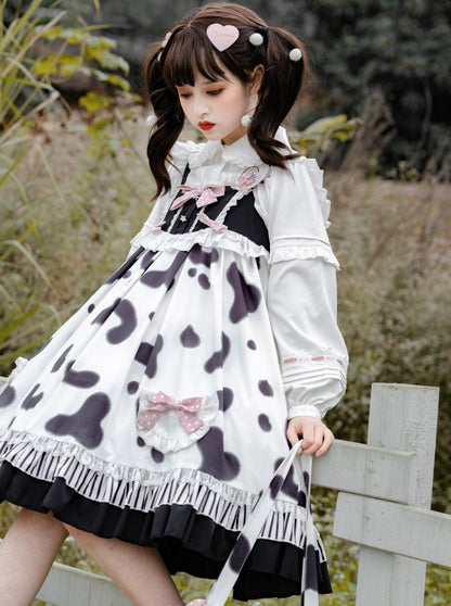 Hosenträger Kuh Bluse Rock Pelz + Mantel