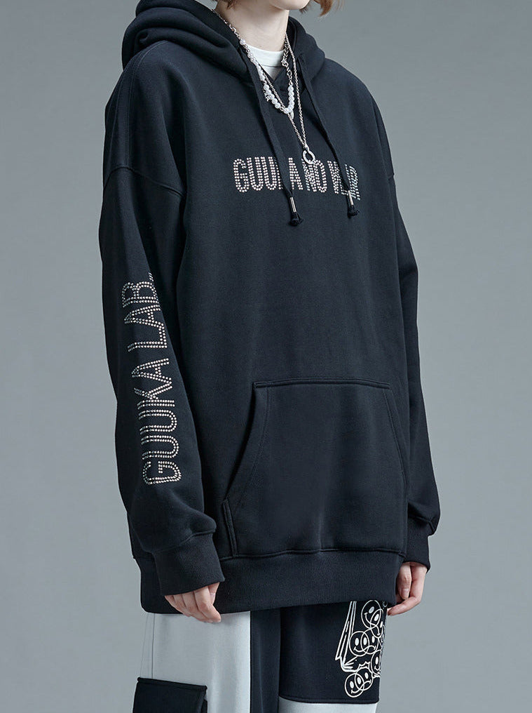 Print Diamond Hoodie Black