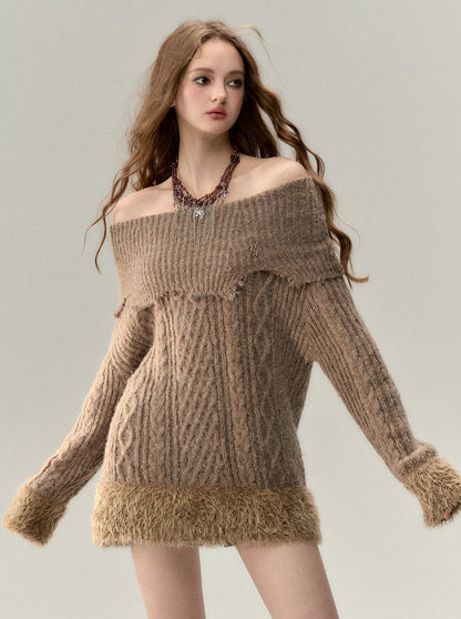 Schulterfreies, einspitziges Felltop