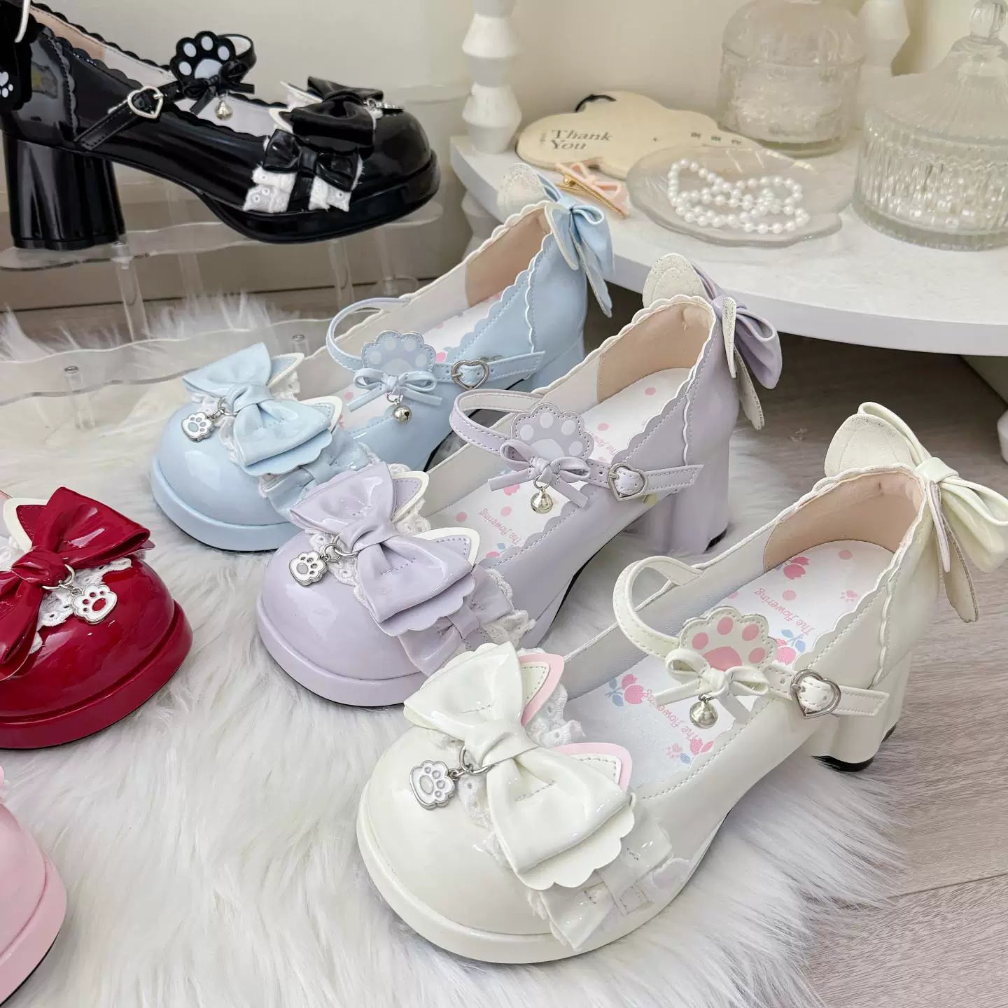 Cat's Claw Party Lolita Mary Jane Shoes – Sweet Bow Round Toe Pumps | Blooming Chimes