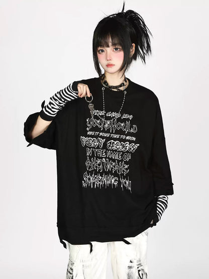 Retro T-Shirt Street American Letter Print