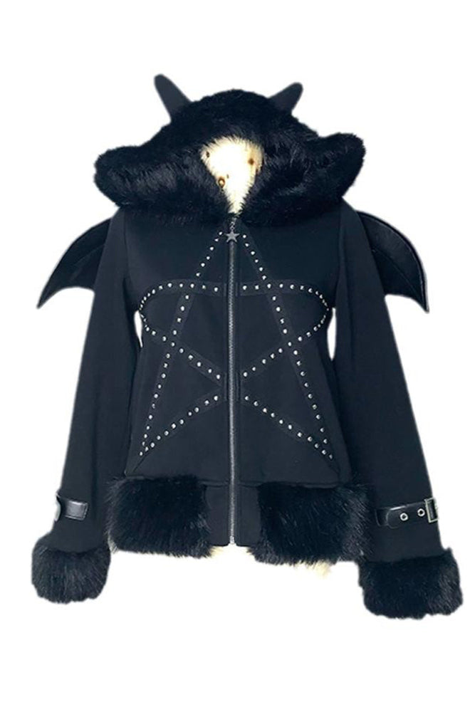 Dark Pentagram Coat Patchwork Hoodie