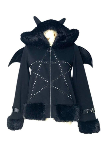 Dark Pentagram Coat Patchwork Hoodie