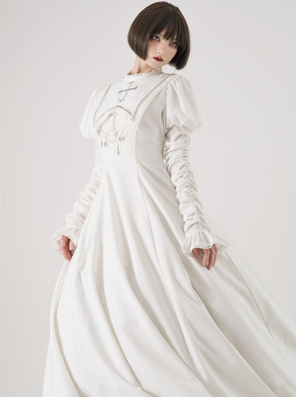 White Cross Moon Lolita Pure Dress