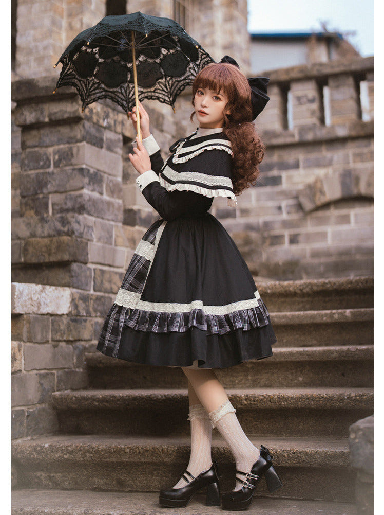 Night Check Elegant White Short + Dress Cape