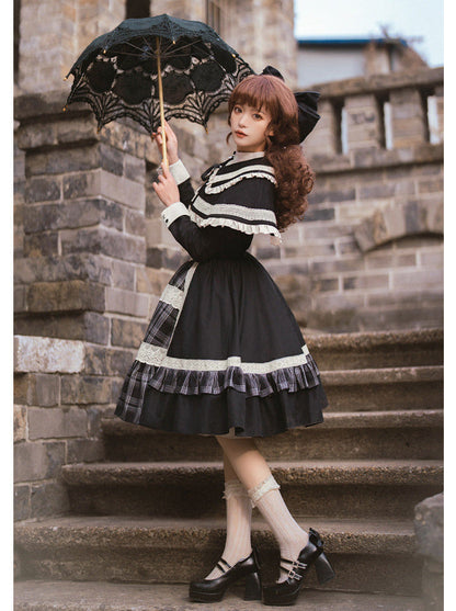 Night Check Elegant White Short + Dress Cape