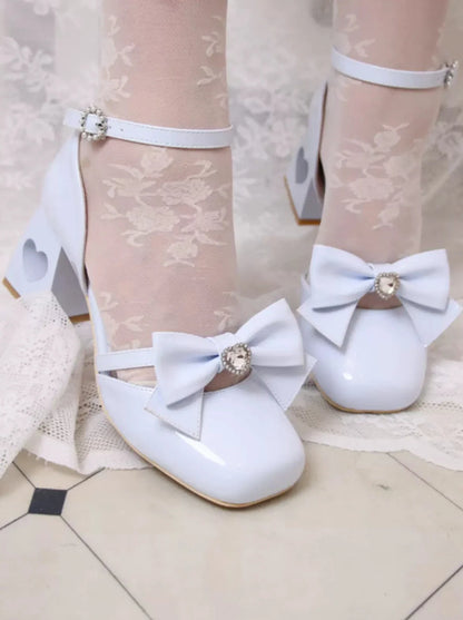 High Love Diamond Ribbon Heel Shoes Lolita