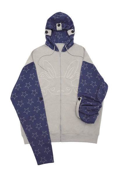 Bicolor Loose Hooded Hoodie Mode